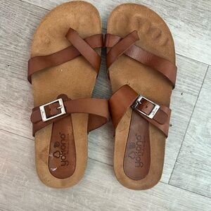 Brown leather sandals made by YOKONO from Spain.